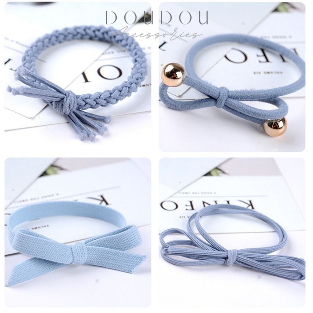 Hộp 12 dây chun buộc tóc DOUDOU Dây cột tóc nữ nhiều màu gam kẹo ngọt xinh xắn phong cách Hàn Quốc thời trang PJ011