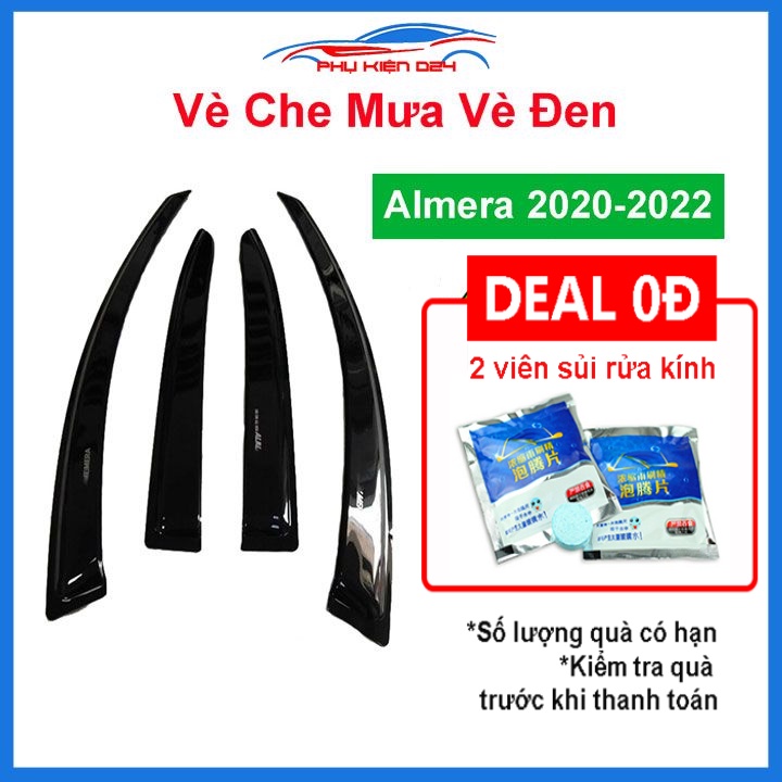 Vè mưa Nissan Almera 2020-2021-2022 vè đen che mưa bảo vệ trang trí xe