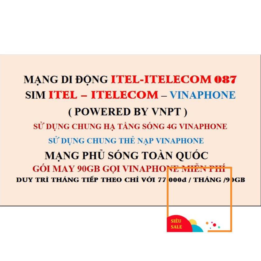 Sim iTel - itelecom data 3GB/1 ngày giá rẻ