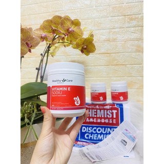 Vitamin E 500UI HealthyCare của Úc, lọ 200 viên, mẫu mới