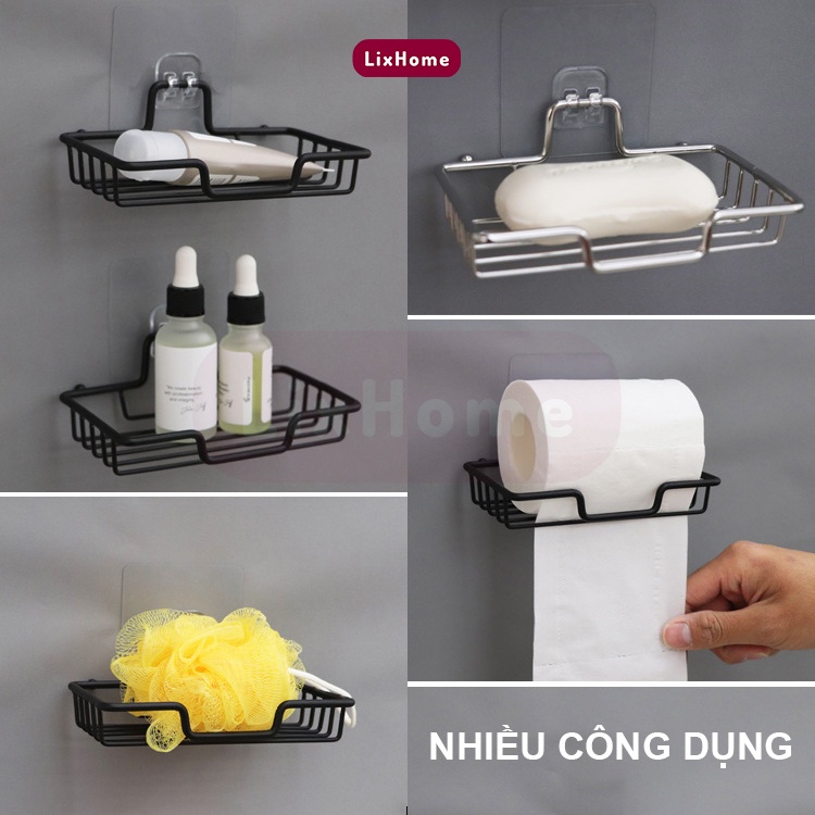 Khay đựng xà phòng dán tường inox không cần khoan đục, giá để xà bông tiện lợi cho phòng tắm - LixHome