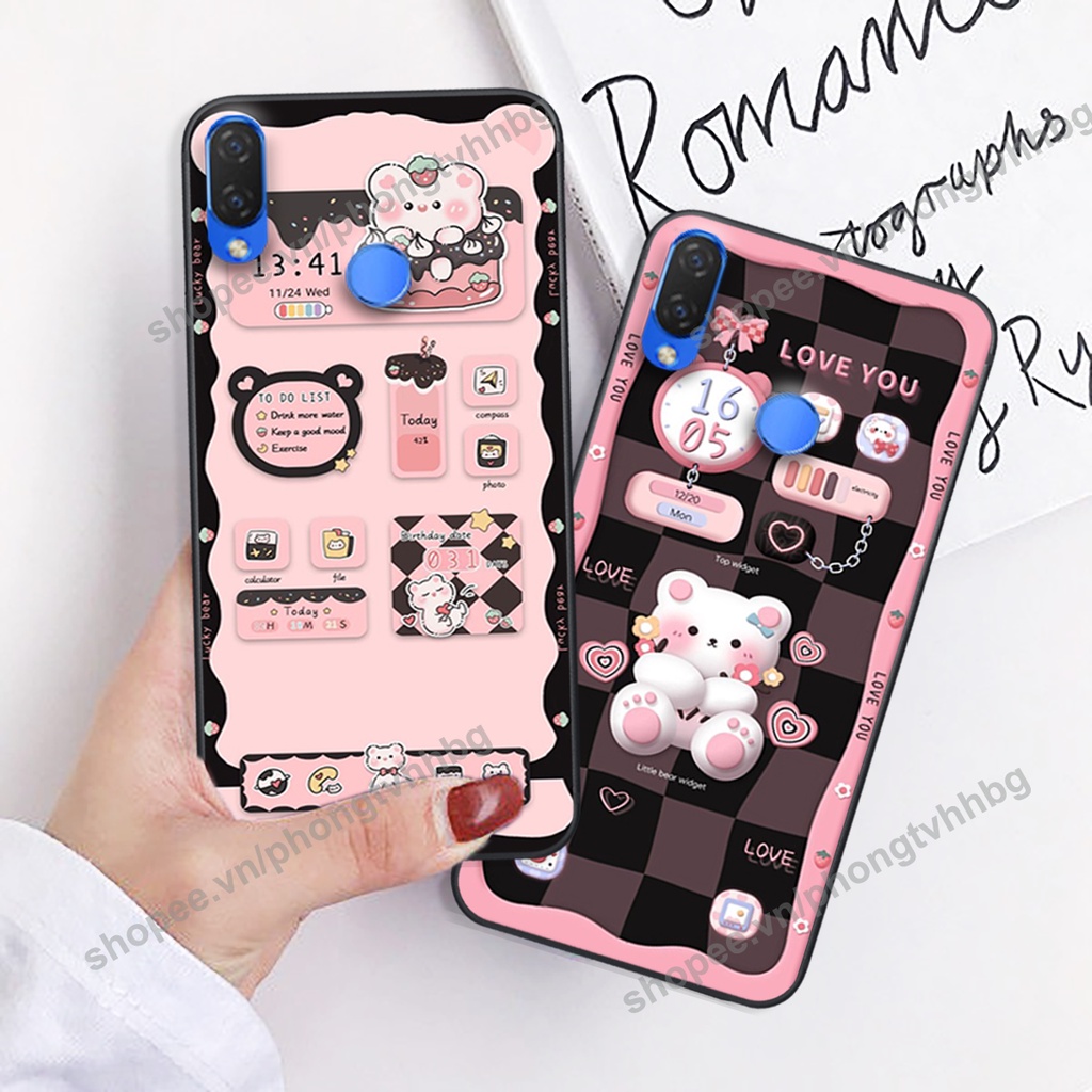 Ốp lưng Huawei Nova 3 / Nova 3E / Nova 3i gấu,thỏ trắng , đồng hồ dễ thương cute cực đẹp