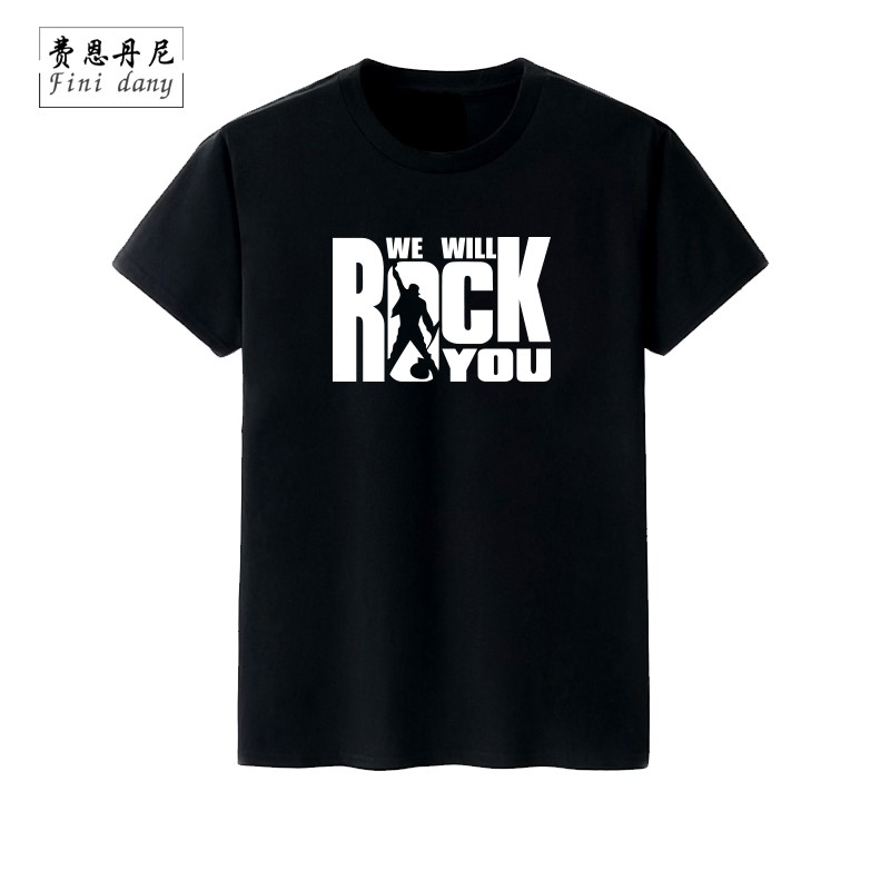 Áo Thun Cotton Tay Ngắn In Chữ We will rock you Phong Cách Punk Cá Tính Cho Nam