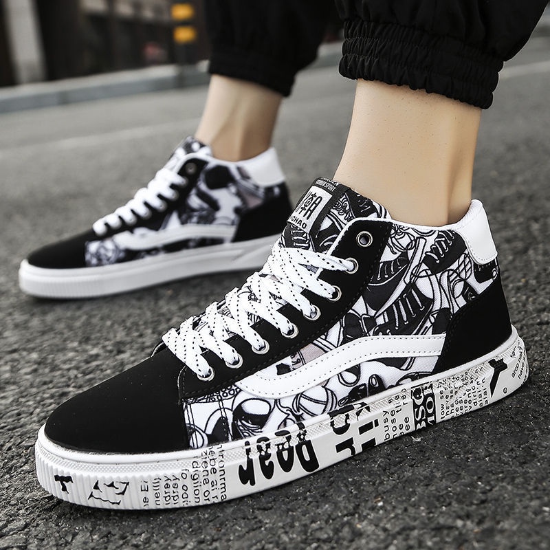 Giày thể thao cổ cao canvas mẫu 2021 phong cách Hàn Quốc thời trang mùa hè mới dành cho nam