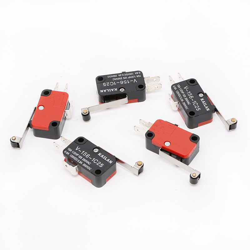 LILY* 5Pcs Micro Limit Switch Long V-156-1C25 Hinge Roller Momentary SPDT Snap Action