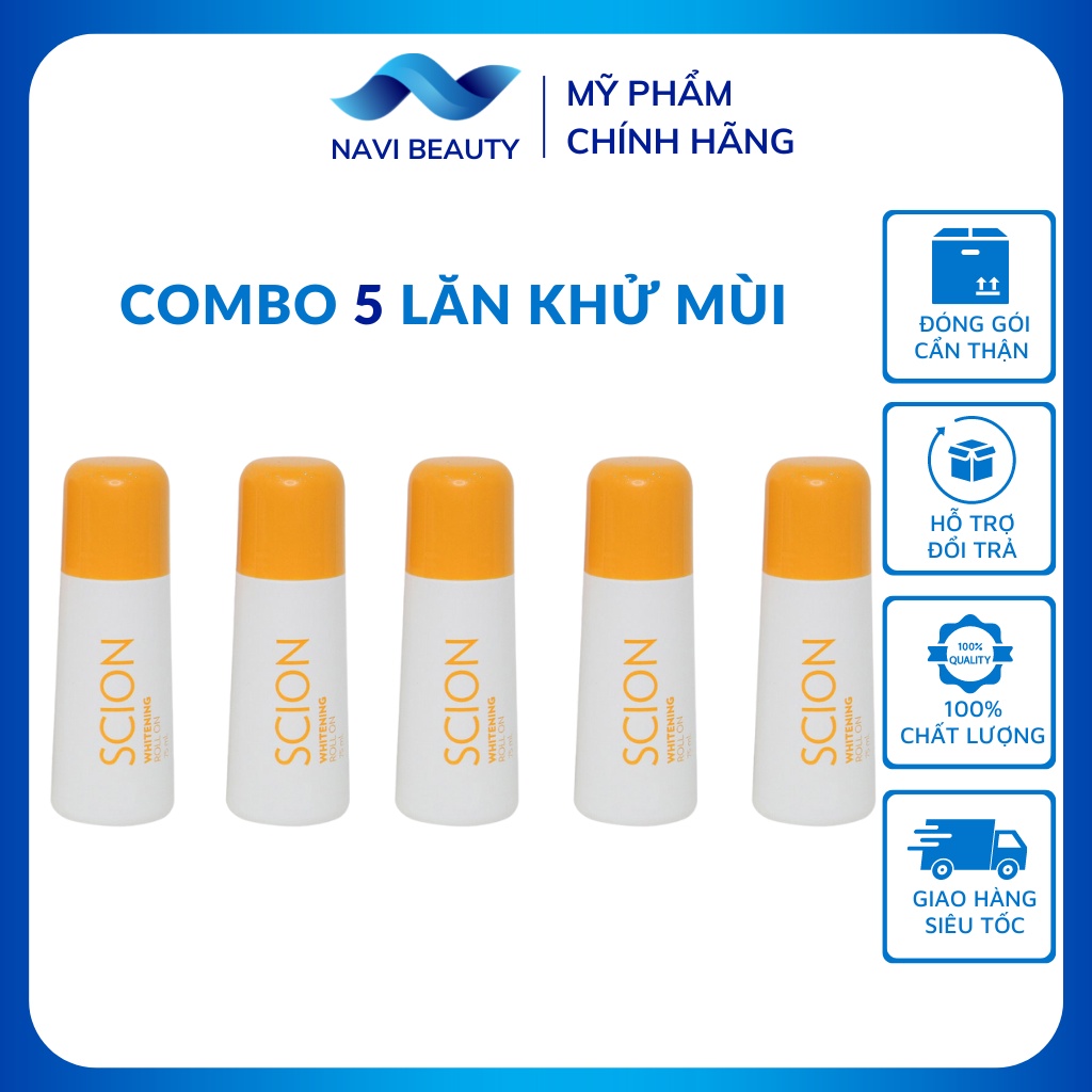 Combo 5 lăn khử mùi Scion giúp giảm hôi nách, giảm thâm nách, se khít lỗ chân lông, làm sáng nách, khử mùi hôi nách 75