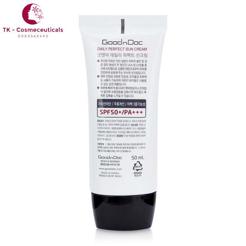 Kem Chống Nắng GoodnDoc Sun Cream Daily Perfect SPF50/PA+++ Dành Cho Mọi Loại Da - 50ml