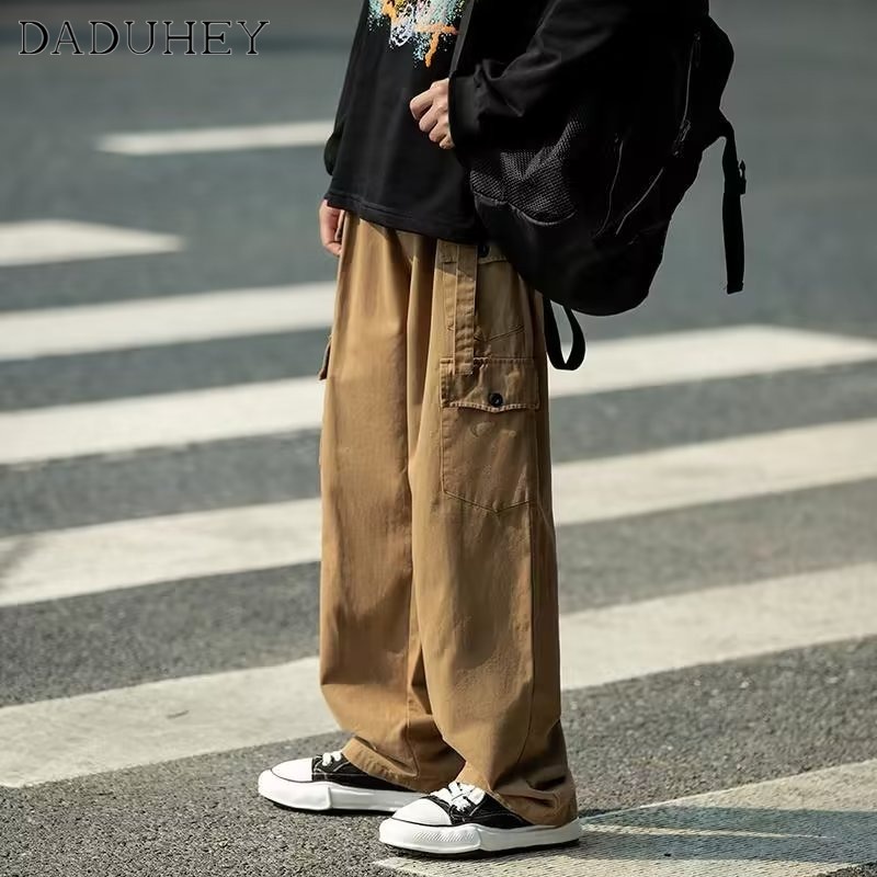 DaDuHey Japanese-Style Retro Loose Multi-Pocket Profile Overalls Men's All-Match Solid Color Casual Pants New Autumn Pants