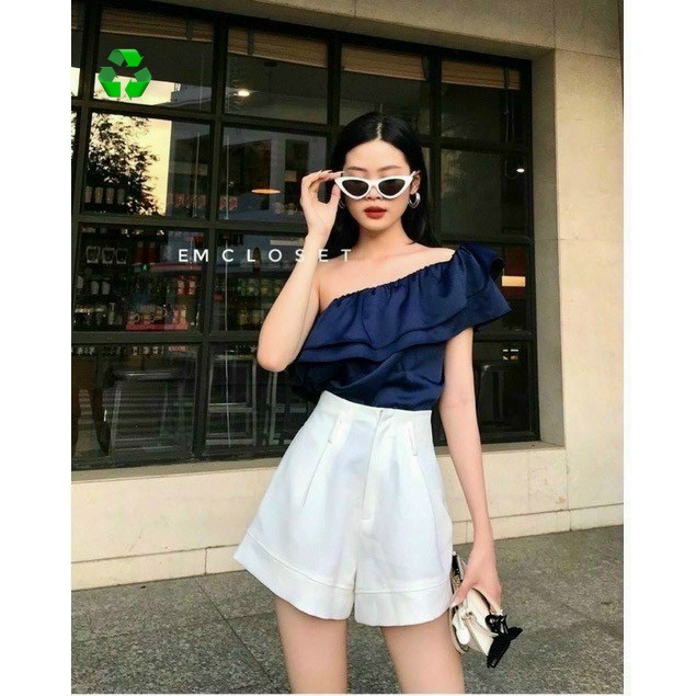 Áo phi lụa lệch vai viền bèo cực sexy , chất phi mềm mịn mát