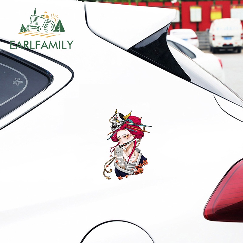 Earlfamily 13cm x 8.9cm Nữ Samurai Nhật Bản Xe Dán Vinyl Chống Thấm Nước Ngộ nghĩnh Decal Thân Xe Máy Campervan Đề Can