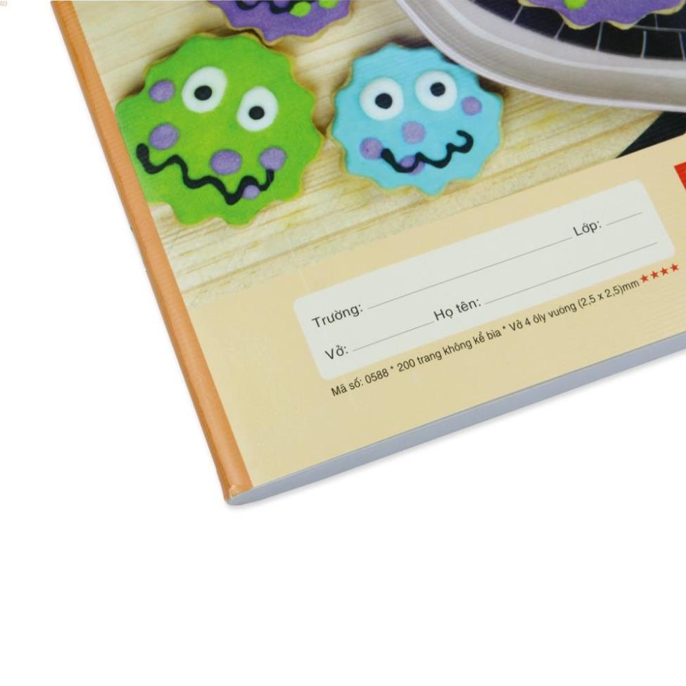 Vở học sinh 4 ô ly Hồng Hà 200 trang School Monster  .