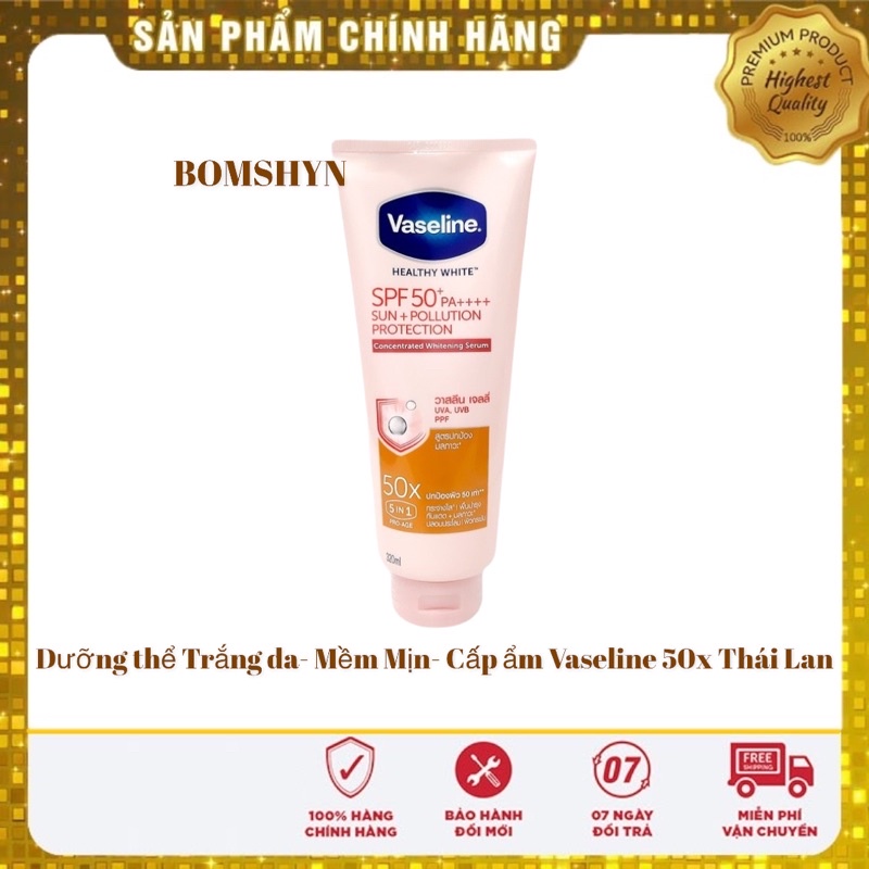 Dưỡng thể Vaseline 50x SPF 50++ 320ml thái lan