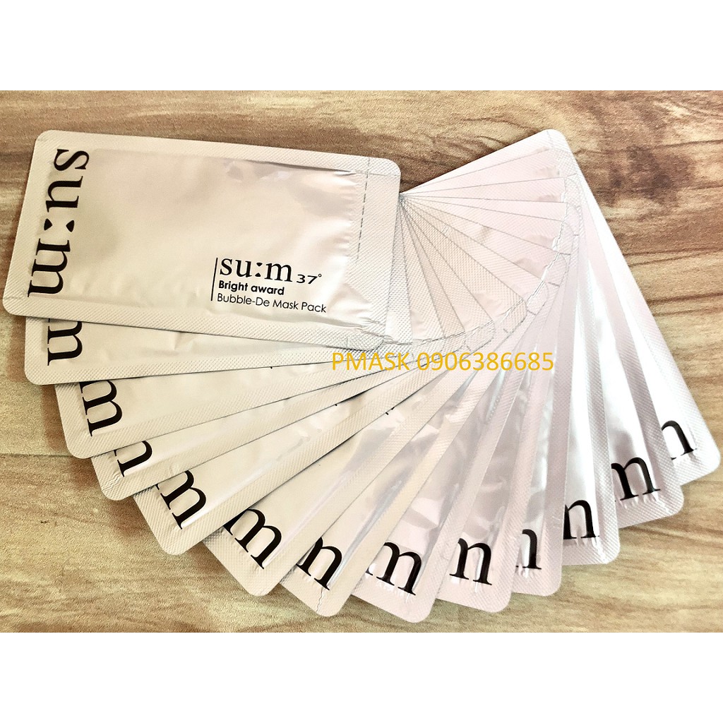 COMBO 10 GÓI MẶT NẠ SỦI BỌT THẢI ĐỘC TRẮNG DA SU:M37 BRIGHT AWARD BUBBLE-DE MASK ( Sum Trắng )