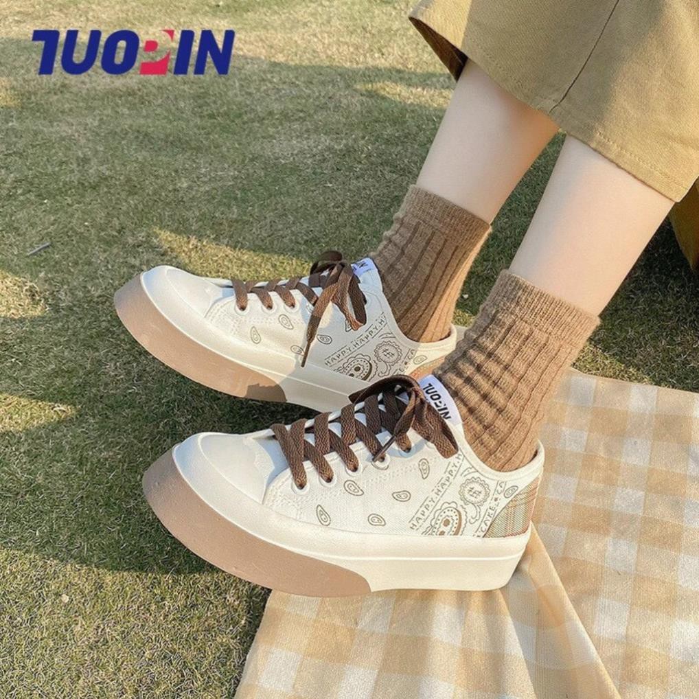 Giầy nữ giầy vải phong cách thể thao, đế xuồng họa tiết siêu xinh 2021 | BigBuy360 - bigbuy360.vn