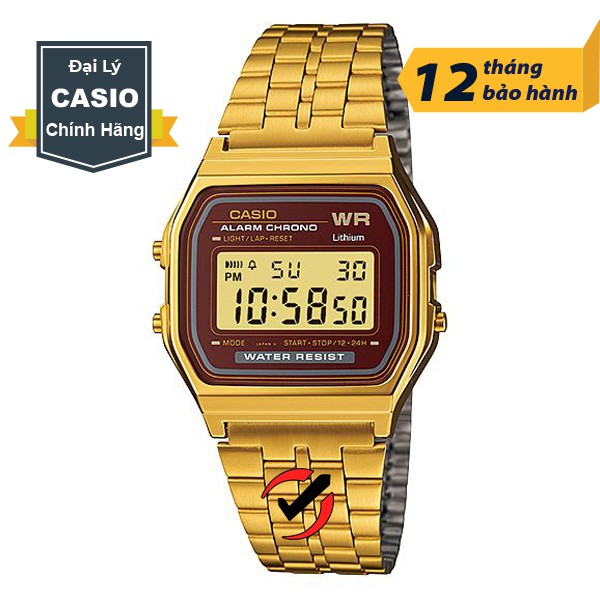 Đồng Hồ Nam Nữ Chính Hãng Casio Anh Khuê Dây Kim Loại A159 Mạ Vàng - Màu Bạc