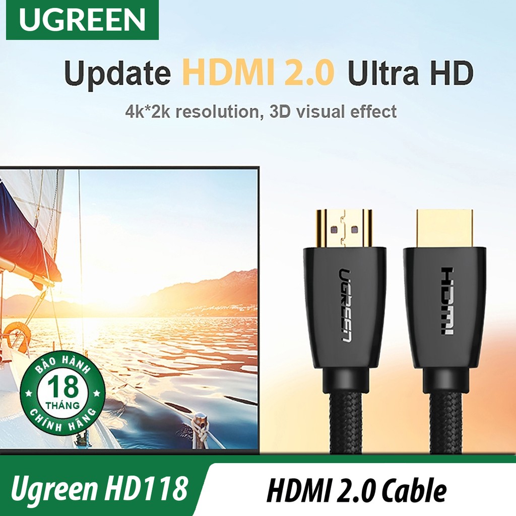 Dây Cáp HDMI 2.0 Sợi Bện Lưới Cao Cấp | UGREEN HD118 Chính Hãng