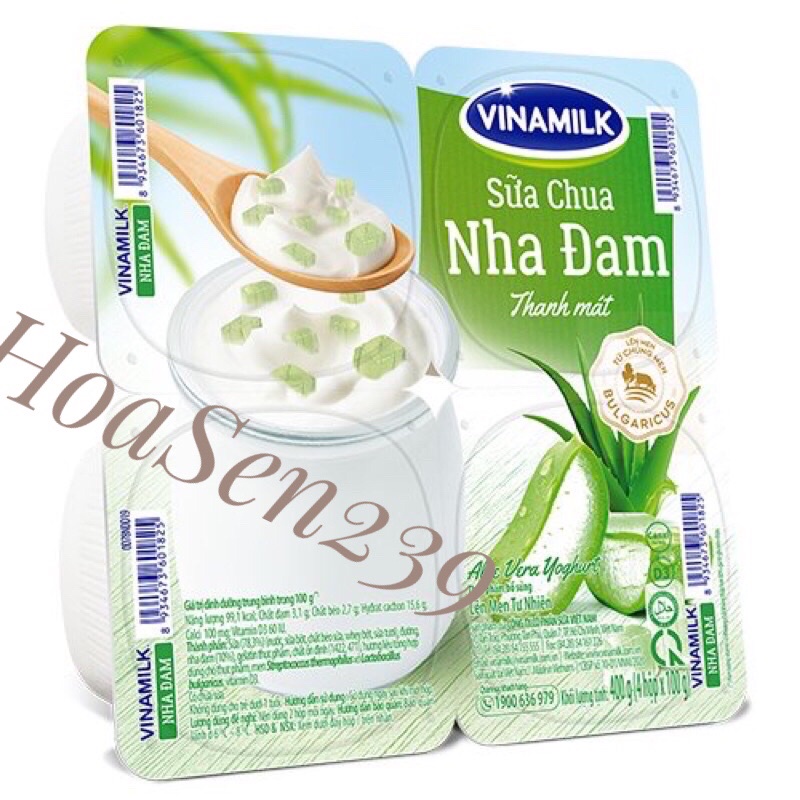 Sữa chua ăn Vinamilk Nha đam lốc 4 hop x 100g