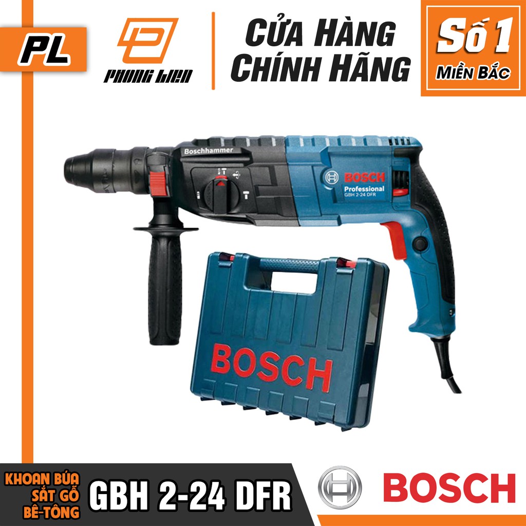 Máy Khoan Búa Bosch GBH 2-24 DFR (24MM-790W) - Chuyên Khoan Bê Tông, Có Đục, Tháo Được Đầu Gài Mũi - Hàng Chính Hãng