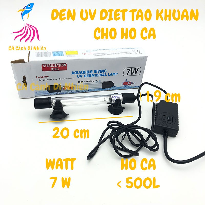 Đèn UV diệt tảo diệt khuẩn 7W cho hồ cá dưới 500L Sterilization King