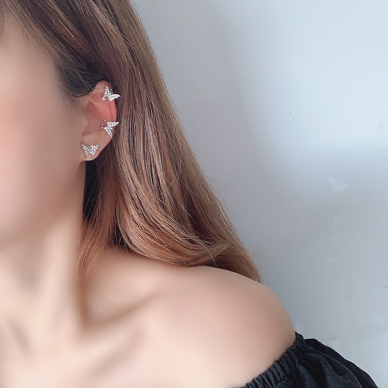 Khuyên tai mặt hình bươm bướm đính đá nhân tạo thời trang sang trọng dành cho nữ