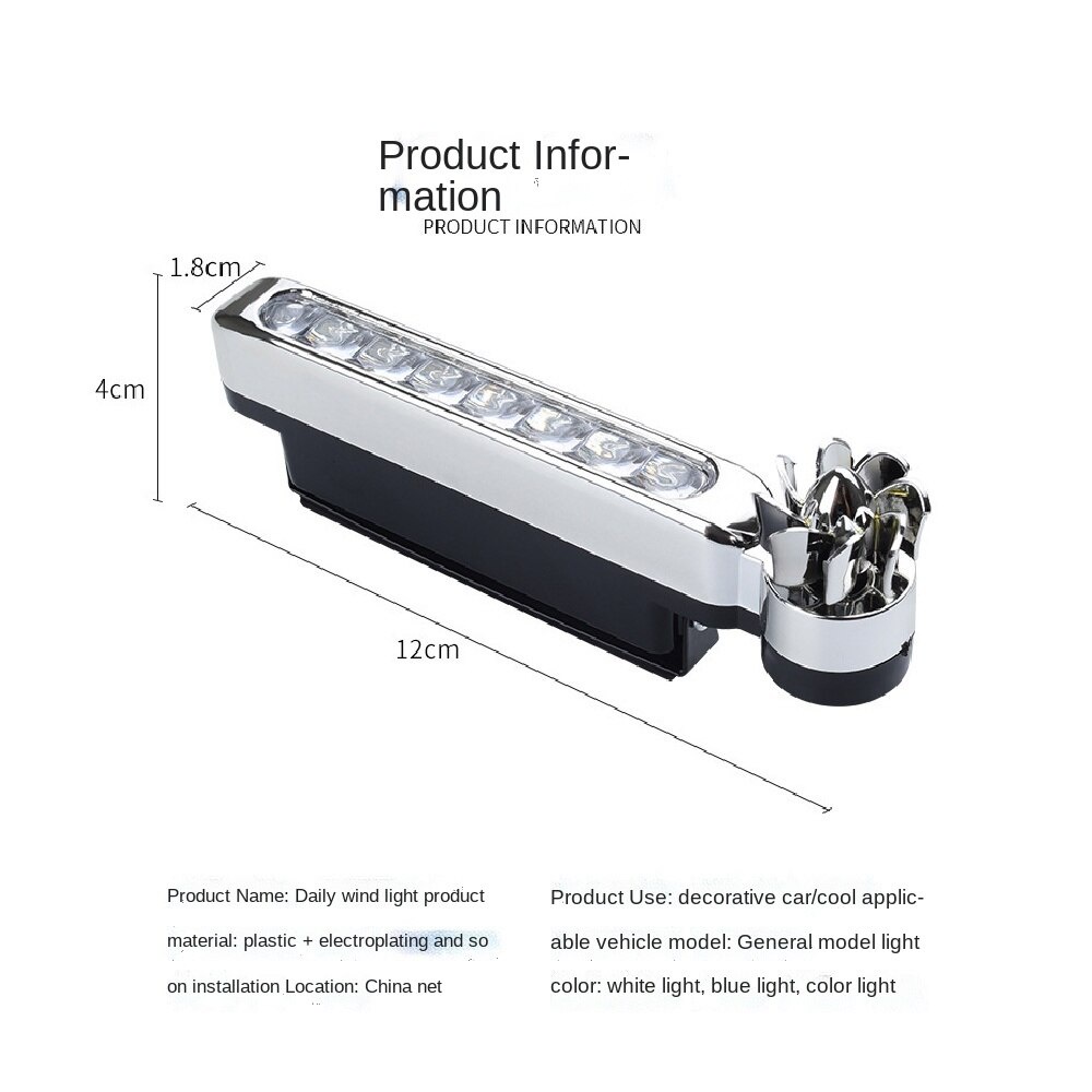 Set 2 Đèn 8 Led Chạy Bằng Năng Lượng Gió Dùng Trang Trí Xe Ô Tô / Xe Máy