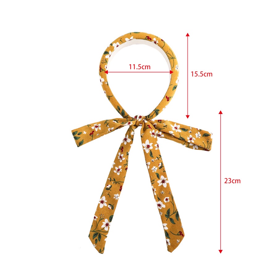Băng đô thắt nơ ruy băng bản rộng in họa tiết dễ thương phong cách Hàn Quốc thời trang dành cho nữ