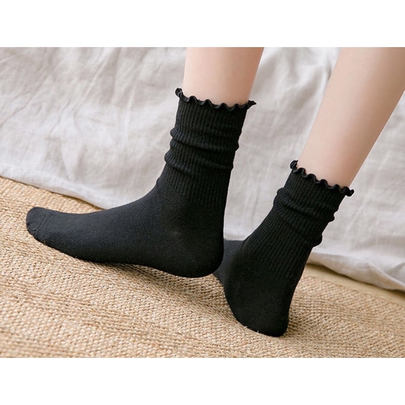 Tất nữ cao cổ viền bèo Lolita