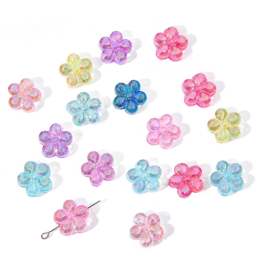 Bộ 20 hạt nhựa acrylic hình cánh hoa nhiều màu sắc dùng làm phụ kiện trang sức vòng tay thủ công