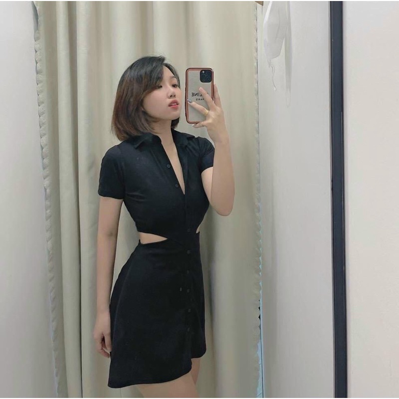 ĐẦM BODY CỔ POLO KHOÉT EO XINH XẮN