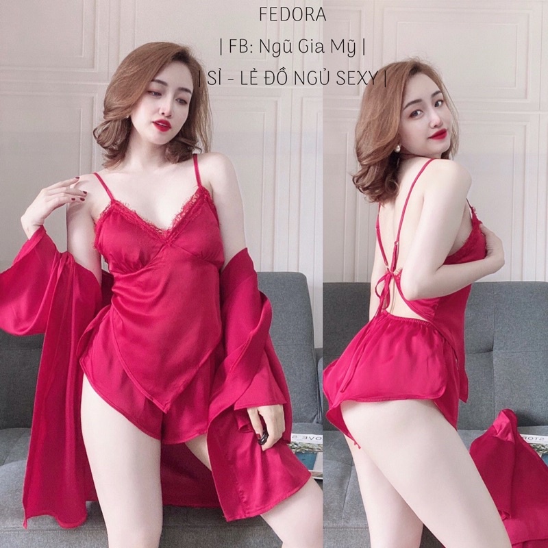 Đồ ngủ sexy ❤️Freeship❤️Combo 3 món siu hot , áo choàng kèm dây+áo yếm+quần sexy freesize 40-58kg | BigBuy360 - bigbuy360.vn