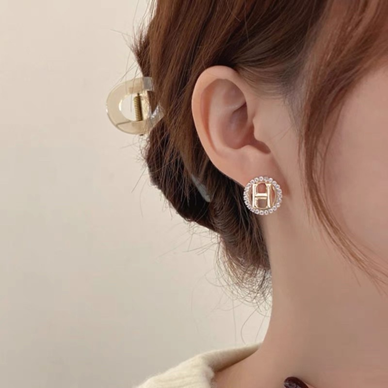 Bông tai vintage xi mạ chuôi mạ đính đá ngọc trai nhân tạo cô dâu dự tiệc