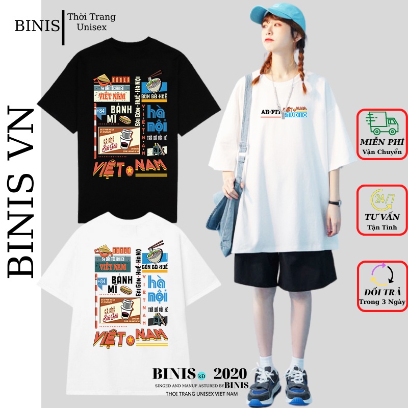 Áo Thun Tay Lỡ Unisex Form Rộng Nam Nữ Chất Vải Cotton Áo Phông Tay Lỡ Cổ Tròn Phong Cách Ulzzang Thiết kế BINIS