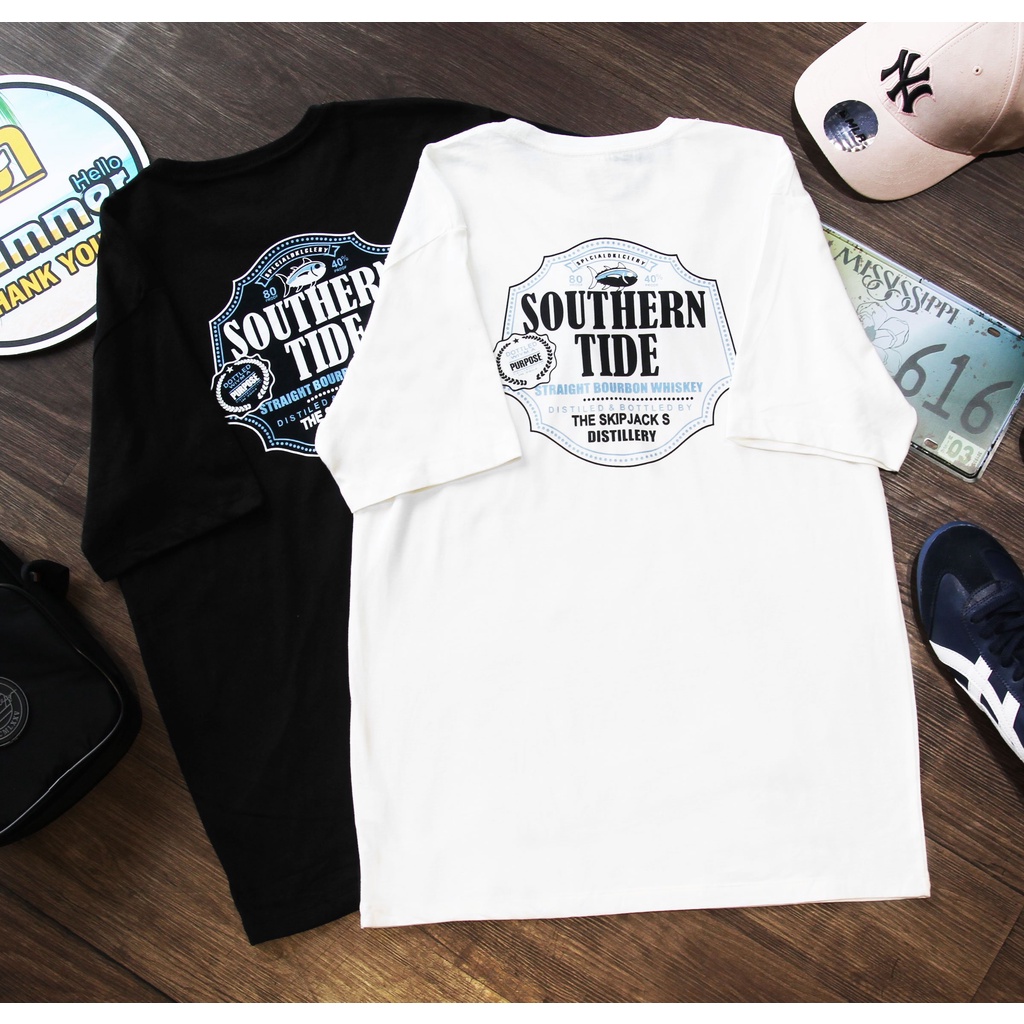 Áo Thun Nam Cổ Tròn, Áo Phông Cotton Mỹ Cao Cấp DV SOUTHERN TIDE Tay Ngắn Họa Tiết Logo Form Slim Dáng Âu Mỹ Có Big Size