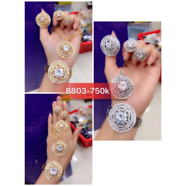 Bộ trang sức xi vàng và bạch kim cao cấp B803