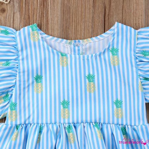 ✦ZWQ-Baby Girl Infant Stripe Ruffel Sleeve Romper Bodysuit Playsuit Sunsuit