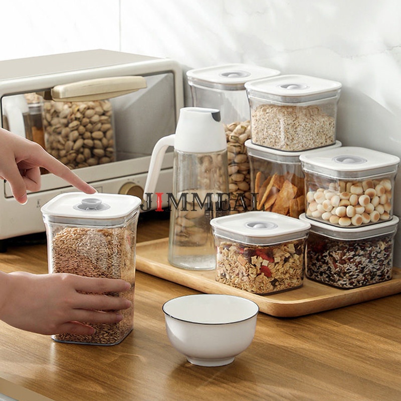 Hũ Nhựa Vuông Kín Hơi, Lọ, Hộp Nhựa Vuông Kín Hơi Đựng Hạt, Thực Phẩm, Gia Vị, Ngũ Cốc, Đồ Khô,Trong Suốt, Nắp Có Gioăng