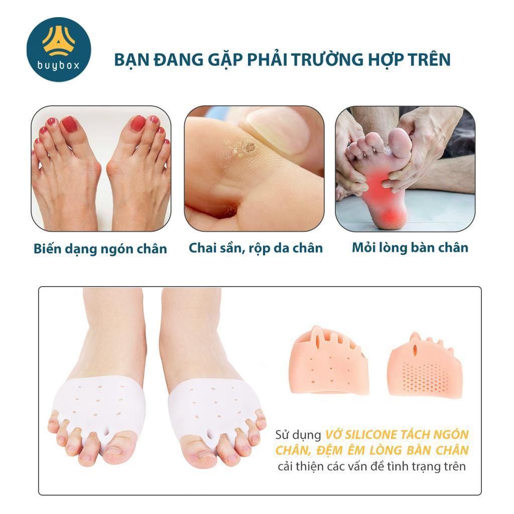 Combo 2 cặp dụng cụ chỉnh hình ngón chân cái bị vẹo Hallux Valgus chất liệu nhựa PC, vớ siliconesilicone tổ ong - Buybox