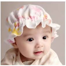 Mũ tai bèo cotton nỉ co dãn cho bé sơ sinh 0-3m