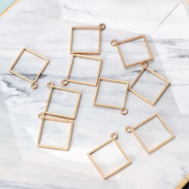 Bộ 10 Khung Mặt Dây Chuyền Hình Vuông Dạng Mở Dùng Làm Vòng Đeo Tay DIY