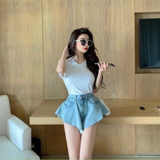 Quần short jean ống xoè rộng- hình thật sàn