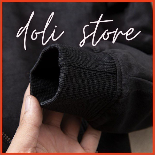 Áo khoác nam da lộn lót lông , áo bomber nam cổ cao đẹp thiết kế trẻ trung thời trang DOLI STORE - DL02