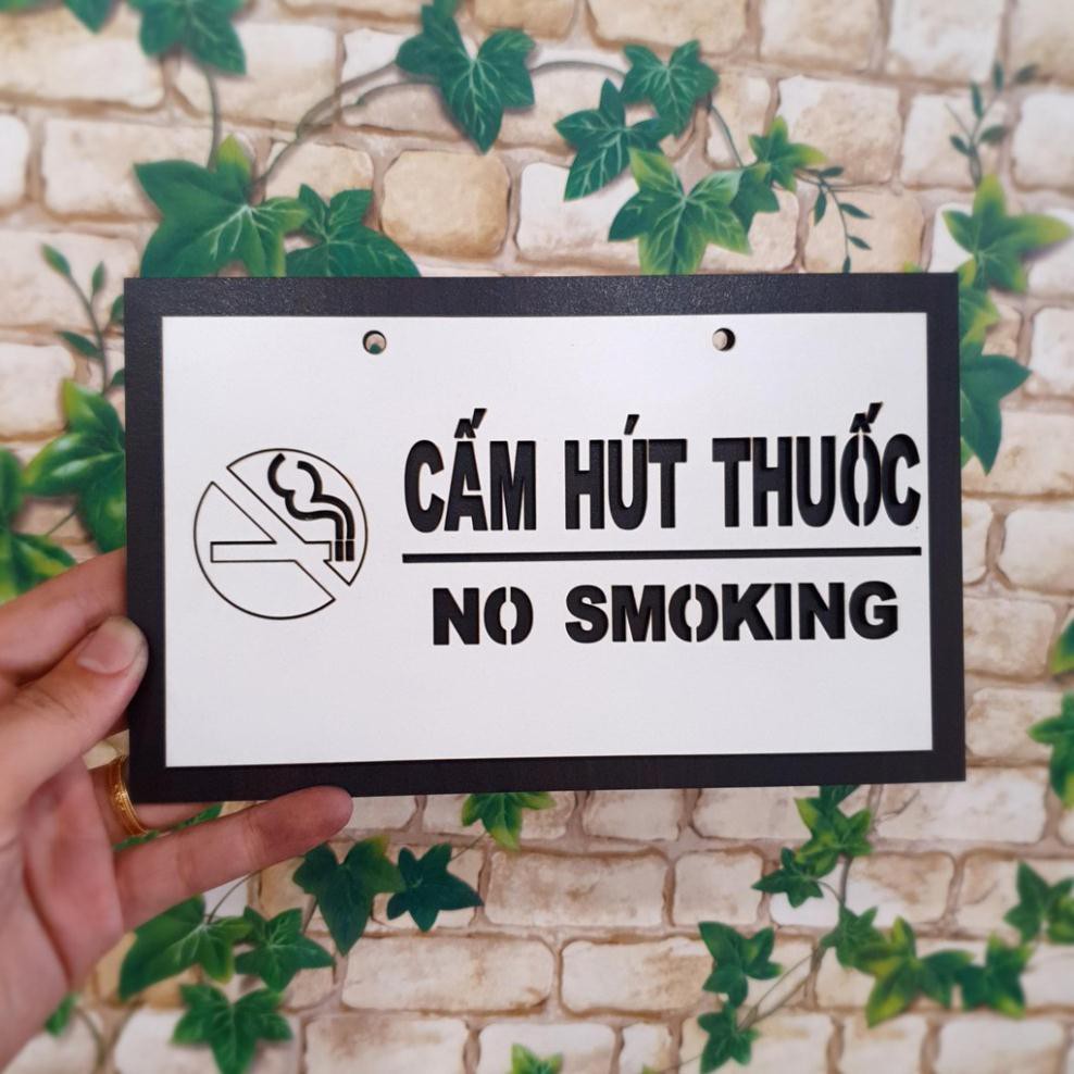 Bảng báo cấm hút thuốc  bằng gỗ 12x22cm