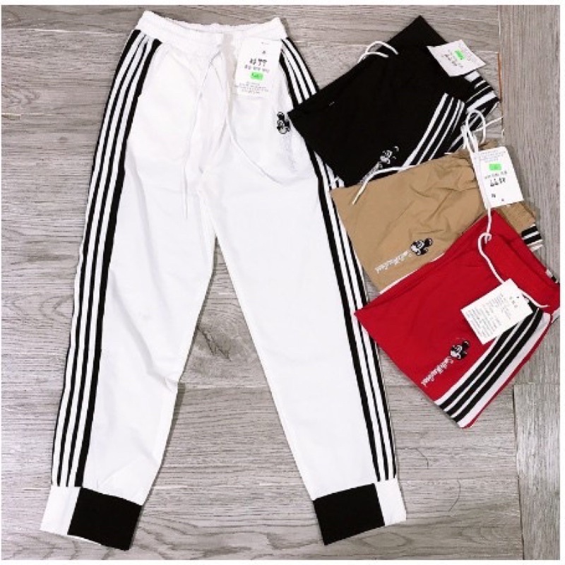 Quần Gió thể thao bo gấu nữ co giãn nhẹ không nhăn Thêu Hit Hot