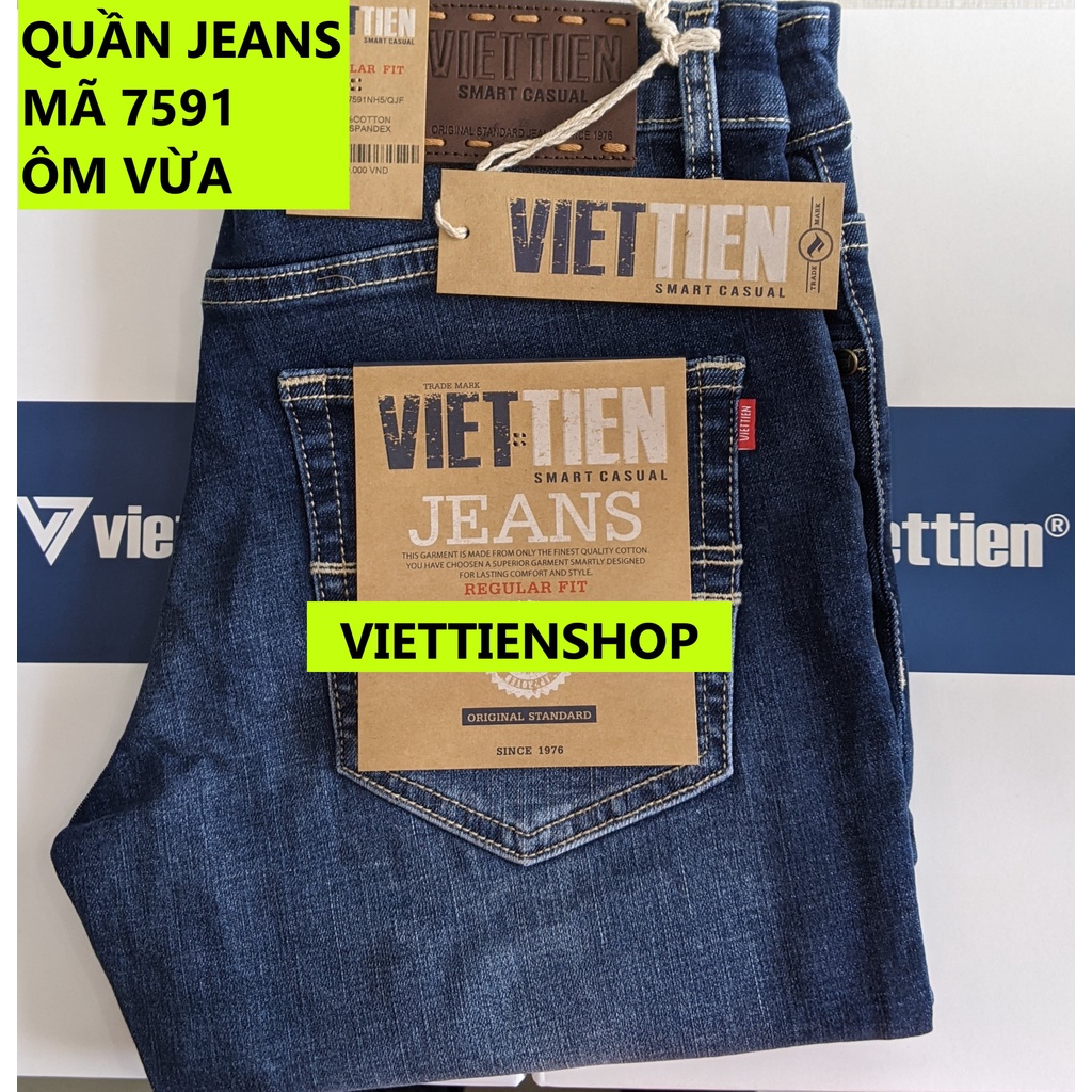 (7591 JRF) QUẦN JEANS VIỆT TIẾN FORM ÔM VỪA REGULAR FIT