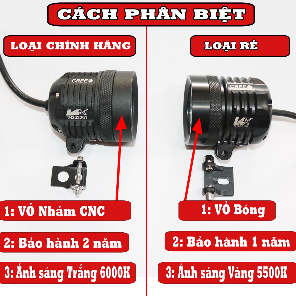 ĐÈN TRỢ SÁNG L4X CREE CHÍNH HÃNG - BẢO HÀNH 2 NĂM