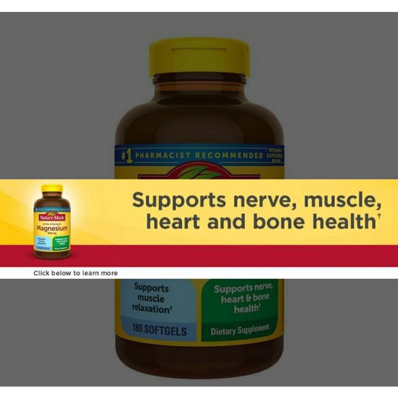 [12/2024] Viên bổ sung Magiê Nature Made Magnesium 400mg 180v