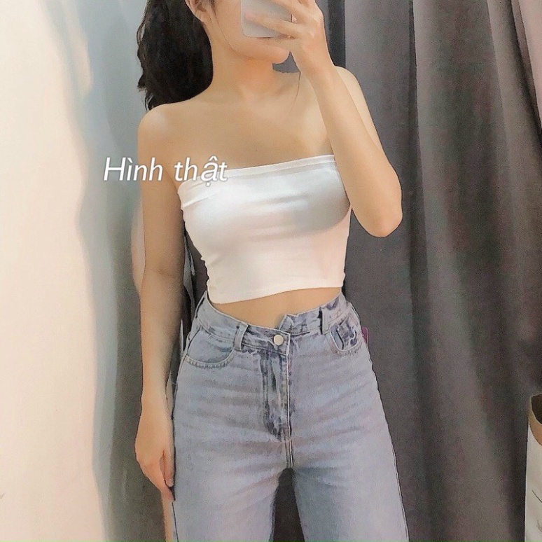 Áo ống thun croptop - hình sàn chụp thật