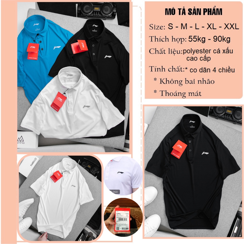 Áo phông POLO nam cao cấp thương hiệu LINING sang trọng lịch sự
