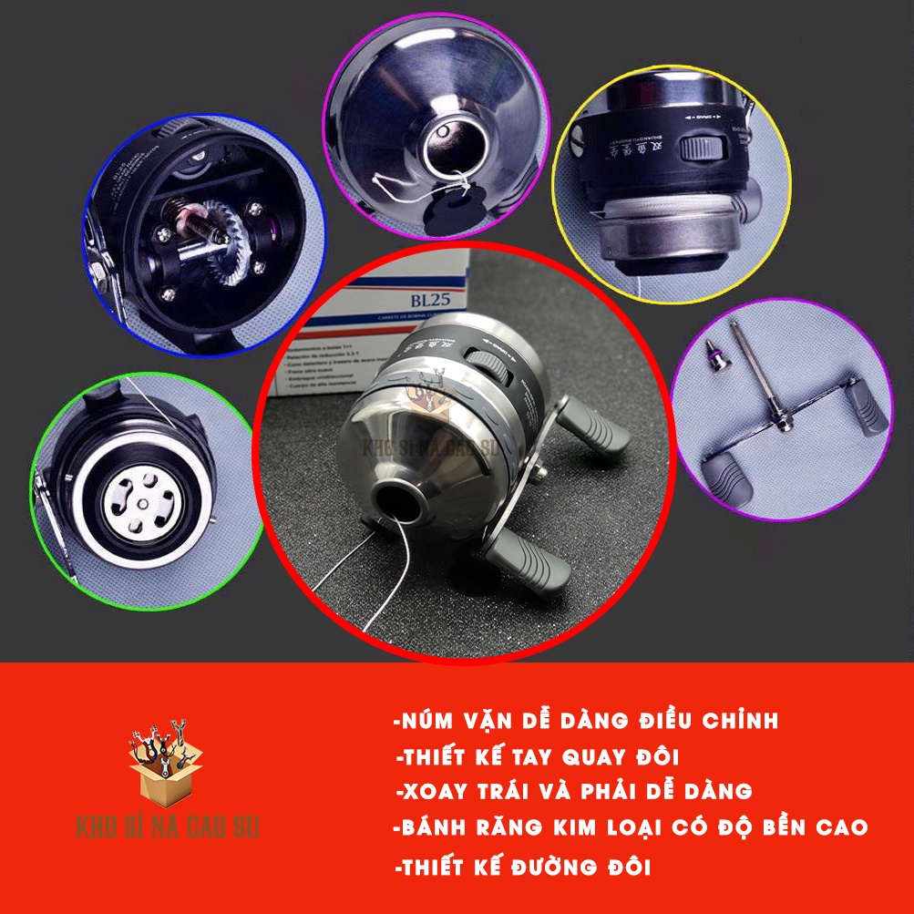 [ĐỈNH CAO] Máy bắn cước BL25, máy thu cước BL25 cho Ná bắn cá, kim loại cao cấp chống gỉ rất đầm tay, kéo cước rất mượt