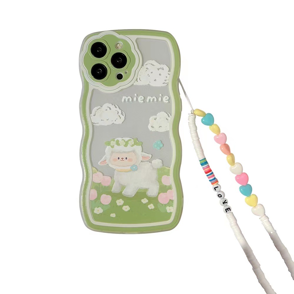 Ốp Điện Thoại tpu Mềm Họa Tiết Cừu Gắn Dây Xích Cho Iphone 12 pro max 11 pro max xs max xr x 13promax 7plus